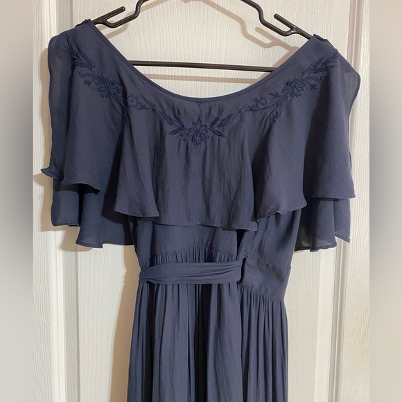 Free People Boho Embroidered Flowy Wrap V-Neck Flutter Sleeve Maxi Dress Size XS - Picture 10 of 14